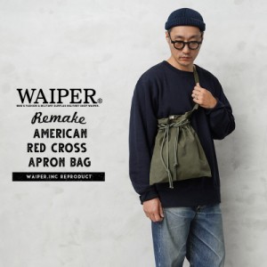 WAIPER.inc 実物 米軍 テントシェル リメイク AMERICAN RED CROSS（アメリカン レッドクロス）エプロンバッグ 日本製【Cx】【T】｜メンズ