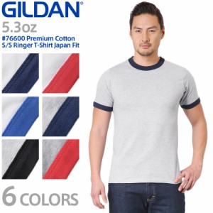 【メーカー取次】【XS〜XLサイズ】GILDAN ギルダン 76600 Premium Cotton 5.3oz S/S アダルト リンガー Tシャツ Japan Fit 【Cx】【T】