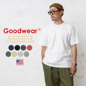 Goodwear グッドウェア 2W7-2522 USAコットン S/S ヘンリーネック Tシャツ【T】｜メンズ トップス カットソー ヘビーオンス 半袖 無地 綿