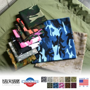 自作マスクに最適！HAV-A-HANK ハバハンク MADE IN U.S.A. CAMOUFLAGE バンダナ【T】｜ メンズ レディース ハンカチ 柄 生地 大判 コット