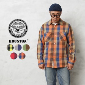 HOUSTON ヒューストン 40958 BLOCK CHECK VIYELLA SHIRT ブロックチェック ビエラ シャツ【T】｜メンズ 長袖シャツ ネルシャツ 綿100% ア