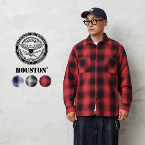 HOUSTON ヒューストン 41049 OMBRE CHECK VIYELLA SHIRT オンブレ―チェック ビエラ シャツ【T】｜メンズ 長袖シャツ ネルシャツ 綿100% 