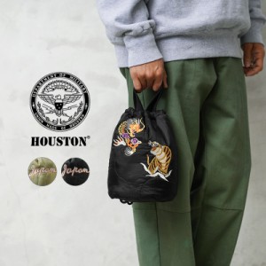 HOUSTON ヒューストン 6845 EMB QUILTING EFFECT BAG 刺繍 キルティング エフェクツバッグ「JAPAN」【T】｜メンズ レディース 巾着袋 ミ