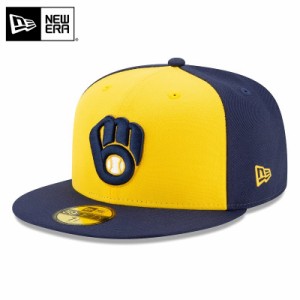 【メーカー取次】NEW ERA ニューエラ 59FIFTY MLB On-Field ミルウォーキー・ブリュワーズ ネイビーXイエロー 13554992 キャップ / メン