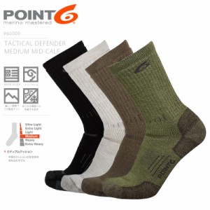 POINT6 ポイントシックス P60300 Tactical Defender Medium Mid-Calf クルーソックス MADE IN USA【T】｜メンズ 靴下 消臭 抗菌 メリノウ