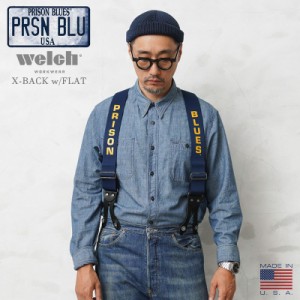 PRISON BLUES プリズンブルース PRBS76040 プリントサスペンダー レザーエンド MADE IN USA 【T】｜メンズ ボタン アメカジ アクセサリー