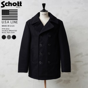 ポイント10倍！Schott ショット USA LINE 740 32oz ダブルブレスト ウール ピーコート MADE IN USA【7】【Cx】【T】｜ウールコート メン