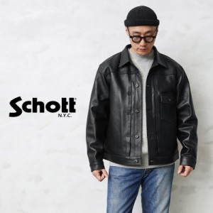 Schott ショット SHEEP LEATHER 1st T-BACK トラッカージャケット【7823950128】【Cx】【T】｜Tバック レザージャケット 本革 シープスキ