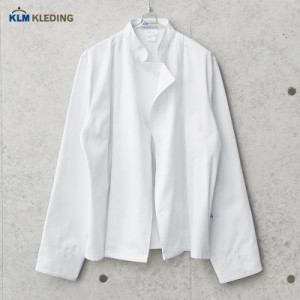 KLM KLEDING社製 ホワイト ボタンレス コックジャケット【I】 ｜ メンズ ワークジャケット スタンドカラージャケット アウター 白 ホワイ