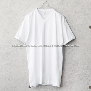 実物 新品 デッドストック イタリア海軍 M.M. S/S Vネック Tシャツ【Cx】【I】｜ミリタリーTシャツ カットソー メンズ トップス インナー