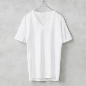 実物 新品 デッドストック フランス軍 Vネック 半袖 Tシャツ ホワイト【Cx】【I】|カットソー トップス インナー メンズ 軍モノ 軍放出