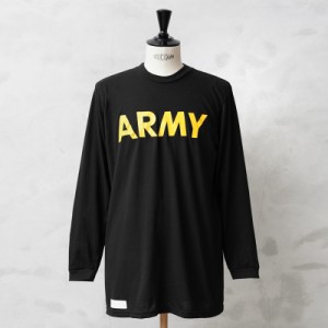 実物 USED 米軍 U.S.ARMY ブラック トレーニング ロングスリーブ Tシャツ【Cx】【I】｜メンズ トップス インナー クルーネック 長袖 速乾