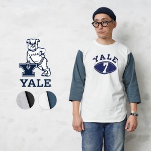 YALE University イェール ユニバーシティー YALE-076 オフィシャルライセンス カレッジロゴ 3/4 スリーブ ベースボールTシャツ【Sx】【C