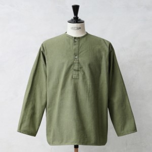 実物 新品 デッドストック ロシア軍 70s ヘンリーネック スリーピングシャツ OD染め【Cx】【I】｜メンズ トップス ミリタリー 大きいサイ