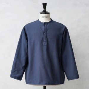 実物 新品 デッドストック ロシア軍 70s ヘンリーネック スリーピングシャツ NAVY染め【Cx】【I】｜メンズ トップス ミリタリー 大きいサ