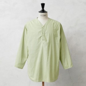 実物 新品 デッドストック ロシア軍 80s ヘンリーネック スリーピングシャツ PISTACHIO GREEN染め【Cx】【I】｜メンズ トップス スクエア