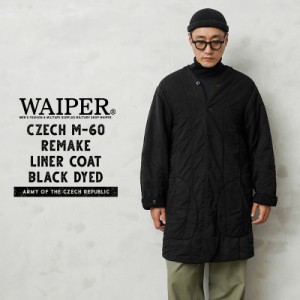 WAIPER.inc 実物 USED チェコ軍 M-60 ライナー リメイク コート ポケット付き BLACK染め【Cx】【I】｜メンズ アウター 大きいサイズ ミリ