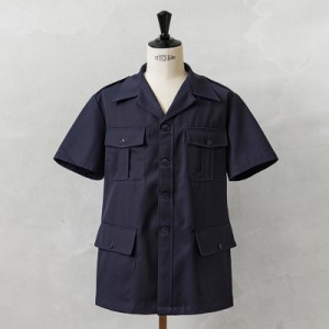 実物 新品 デッドストック フランス軍 ショートスリーブ 4ポケット サファリシャツ NAVY【Cx】【I】