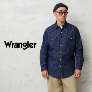 Wrangler ラングラー WM1027 WESTERN デニムシャツ【T】｜メンズ トップス 長袖シャツ インディゴ 藍染め アメカジ 大きいサイズ ウェス