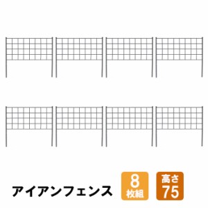 アイアンフェンス 高さ75 8枚組 フェンス スチール アイアン ガーデニングトレリス ラティス トレリス ガーデンフェンス ガーデニング 誘