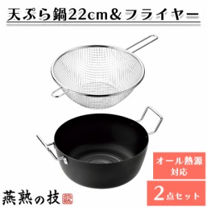 日本製 鉄製 天ぷら鍋 22cm フライヤー セット 燕 両手鍋 IH ガス火 対応 調理器具 揚げ物 料理 キッチン用品 一人暮らし YKM-0178