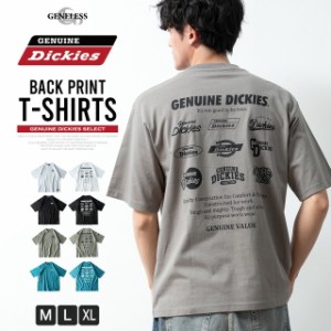 半袖tシャツ メンズ GENUINE 半袖 バックプリント ディッキーズ クルーネック トップス プリント カットソー 綿 アメカジ 春 黒 春夏 刺