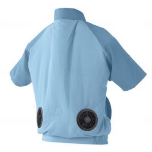 クールウェア CASUALセット (半袖 フードなし) 水色 アイリスオーヤマ (熱中症対策 ファン付き服 扇風機付き服) 介護用品