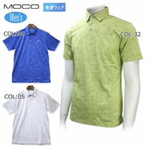 MOCO 21-2231343 メンズ 半袖ポロシャツ 薄手 さらっと 普段着 花柄 爽やか ゴルフウェア スポーツウェア 春夏