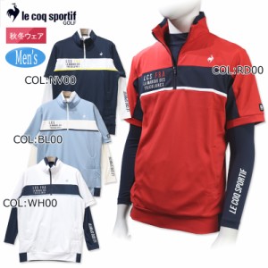 2023年秋冬モデル ルコックゴルフ Le coq sportif GOLF メンズ カットソー 半袖 インナー付き ゴルフウェア スポーツウェア 秋冬春