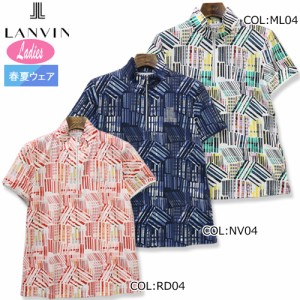 ランバン LANVIN VLP155115 レディース 半袖シャツ ハーフジップ UVカット 吸水速乾 UVカット ストレッチ ゴルフウェア スポーツウェア