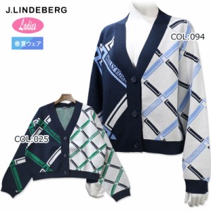 ジェイリンドバーグ J.LINDEBERG 072-18210 レディース 長袖 カーディガン ロゴ ゴルフウェア スポーツウェア 春秋冬