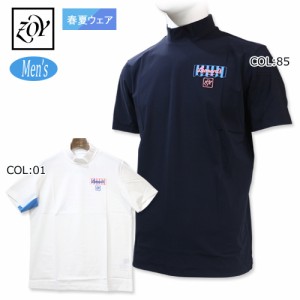 ゾーイ ZOY 071222001 メンズ Tシャツ モックネック 半袖 レナーズ コラボ ゴルフウェア スポーツウェア 春夏秋