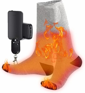 電熱ソックス 加熱靴下 足元 防寒対策 保温 発熱 リモコン電熱靴下　 グレー＆ブラック