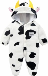 乳牛 丑年 干支 2021年 パジャマ 動物着 連体服 着ぐるみ 赤ちゃん 赤ん坊 防寒 ベビー着ぐるみ 暖かい