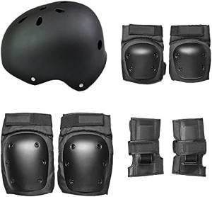 スケートボード プロテクター 7点セット 手首 肘 膝ガード ヘルメットスケートボード用パッド 子供用と大人用 保護 収納袋付き (Sサイズ\