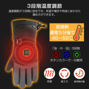 電熱グローブ 電熱手袋 ヒートグローブ USB充電 男女兼用 バイク 防寒 発熱 防水 防風