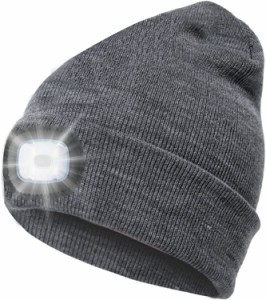 ニット帽 メンズ LEDライト付き スノボー ニット帽 3つの光モード ビーニーキャップ USB充電式 通気性 柔らかい伸縮