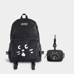 NE-NET ネネット リュックバッグ ポッチ 2点セット にゃー Ne-net ネネット レジャー 刺繍ねこ リュックサック 鞄 お出かけバッグ 収納 