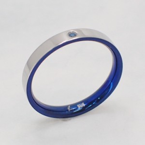 選べる8サイズ 送料込み 内側のカラーがおしゃれなリング かわいい 結婚指輪 普段使い サムシングブルー 青 ステンレスリング ペアリング