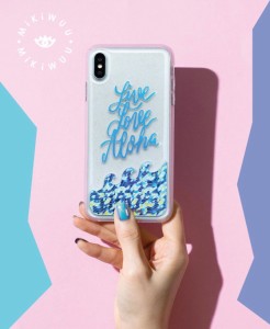 送料無料　さわやかでオシャレ☆　mikiwuu 　ミキウー　LiveLoveAloha　iPhone 携帯ケース スマホケース　モバイルケース　キラキラ　グ