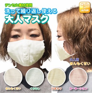 日本製 マスク 大人用 女性 女性用マスク 小さめ シンプル 洗える 洗えるマスク キッズ テンセル シンプル ピンク グリーン ブルー イエ