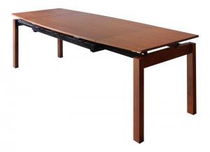 【テーブルカラー:ブラウン】ダイニングテーブル 6人掛け 伸縮　北欧 モダン デザイン 来客 おもてなし 天然木ウォールナット材 ダイニン