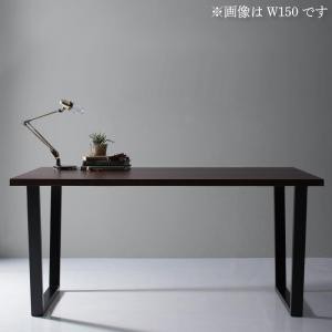 【テーブルカラー:ブラウン】天然木天板 スチール脚 モダンデザインテーブル  ブラウン V字脚 W120