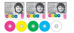 日立マクセル 音楽用 CD-R 80分 カラーミックス 10枚 5mmケース入 CDRA80MIX.S1P10S