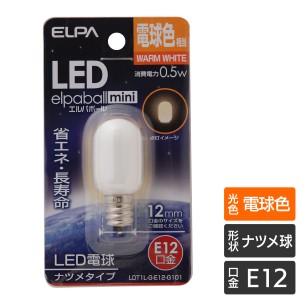 エルパ LED装飾用電球 ナツメ形 E12 電球色 LDT1L-G-E12-G101