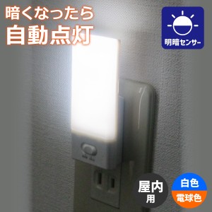 エルパ LED ナイトライト コンセント式 明暗センサー 白色光・電球色光 PM-L104