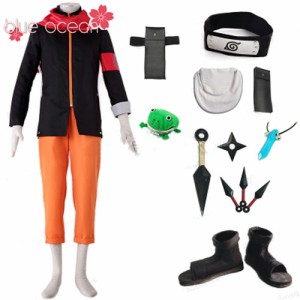 NARUTO ナルト　うずまき ナルト　　コスプレ　用　衣装　道具　鞄　靴　額当て　5点  コスプレ衣装   cosplay   アニメ  イベント　変装