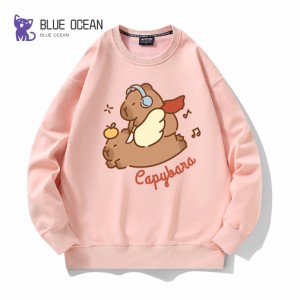 カピバラさん　長袖　Tシャツ アニメ　キャラ　かわいい　　5種の色 春秋 プリントトレーナー　