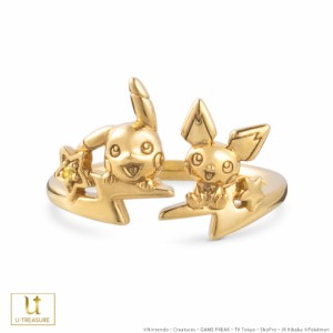 ポケモン グッズ ピカチュウ＆ピチュー リング 指輪 アクセサリー フォークリング シルバー（イエローゴールドコーティング） レディース