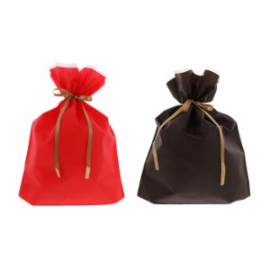 ラッピング 袋 LLサイズ 1枚 450×560mm マチ付 レッド ブラウン 赤 茶色 梱包 包装 資材 プレゼント